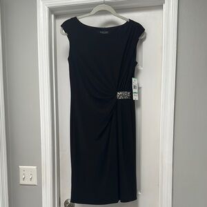 Black Label by Evan-Picone Black Sheath Midi Dress for Cocktail